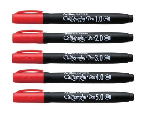 Artline Supreme Calligraphy Pen 5/set red