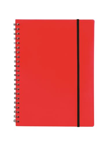 Notesbog A4 plast med spiralryg rød