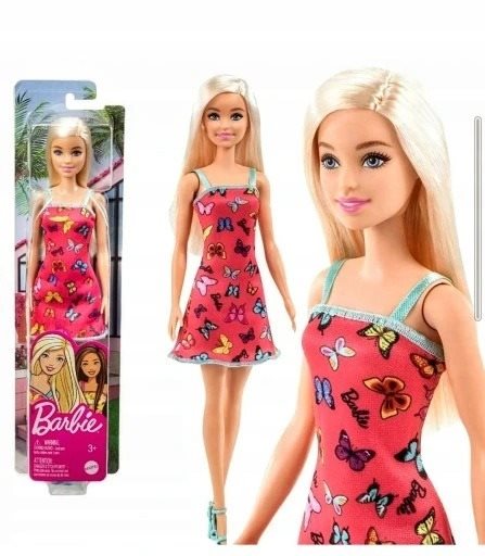 Barbie | Dukke  m/ Rød Sommerfuglekjole |