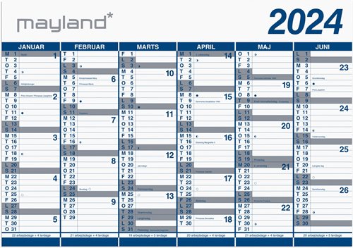 Mayland Kæmpekalender | 2024 | 2x6 mdr. | Dobbeltsidet | Plast |