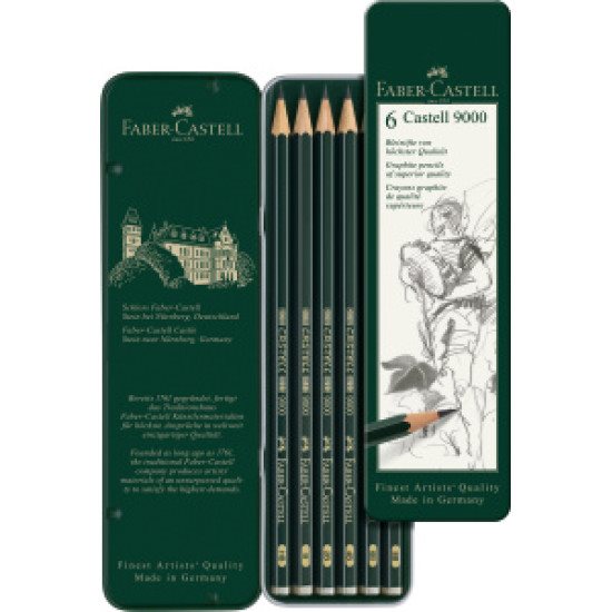 Faber Castell 9000 blyant tinæske 6 stk