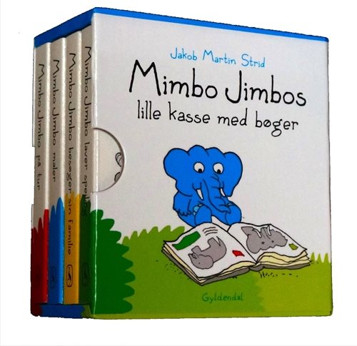 Mimbo Jimbos lille kasse med bøger af Jakob Martin Strid