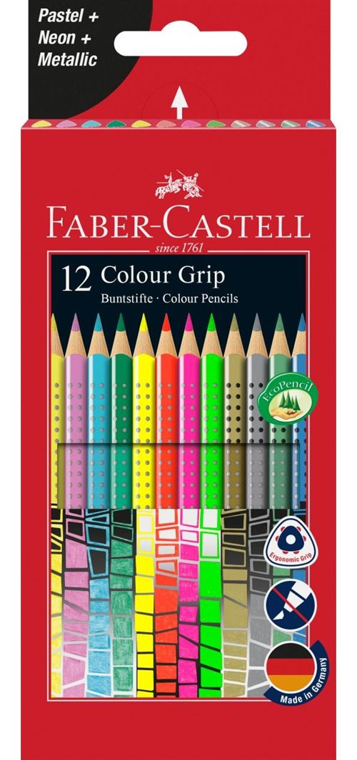 Faber Castell 12 Colour Grip Pastel Neon Metallic 