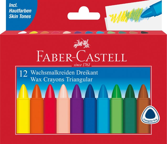 Faber Castell 12 Wax Crayons Triangular