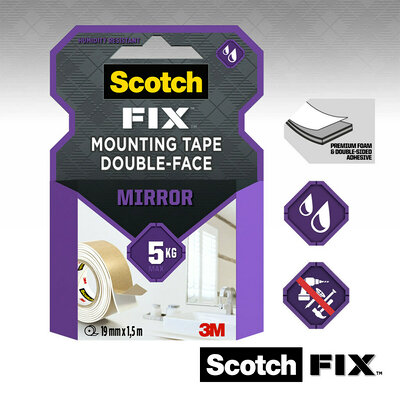 Scotch-Fix mont. tape til spejl 19mm x 3m