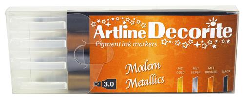 Artline Decorite Flat Modern metallic 4-sæt