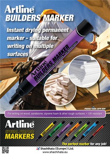 Artline builders marker hvid