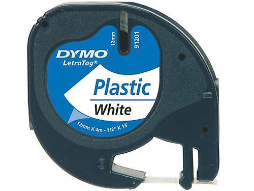 Tape LetraTag plastic 12mmx4m white
