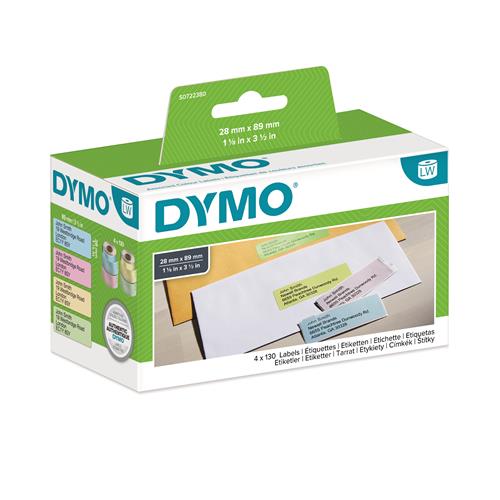 DYMO LW adressetikett 89x28mm sorterat 4-pack