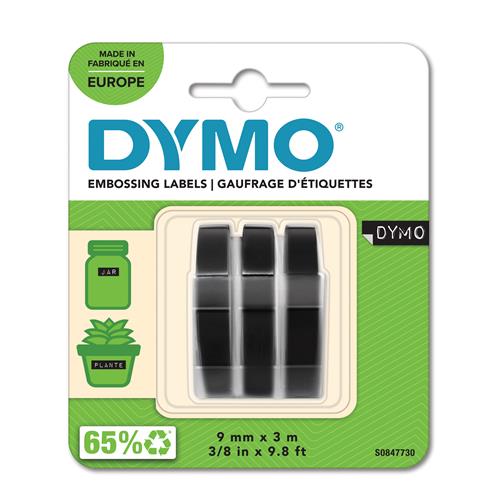 DYMO Embosser Tape 9mm x 3m black, 3-pack