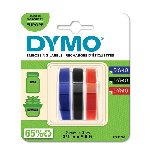 Tape Embosser 9mm x 3m (red/blue/black),3-pack