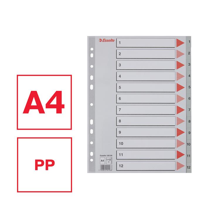 Register PP A4 1-12 grå