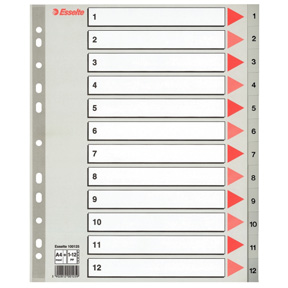 Register PP A4 maxi 1-12 grå