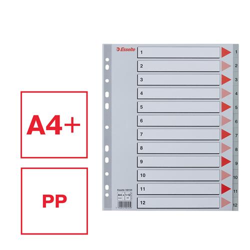Register PP A4 maxi 1-12 grå