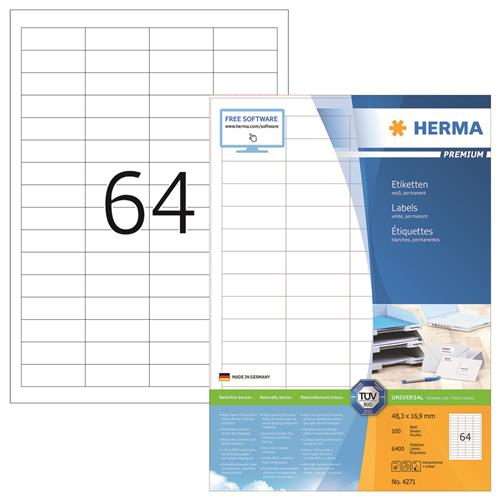 Herma etiket Premium A4 100 48,3x16,9 (6400)
