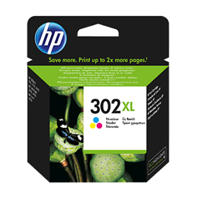 HP 302 XL color ink cartridge, blistered