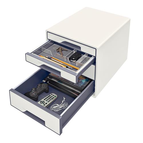 Desk cube WOW m/4-skuffer hvid/grå