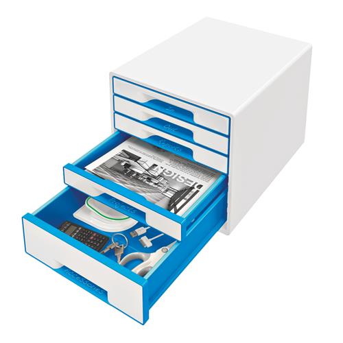 Desk cube WOW m/5-skuffer hvid/blå