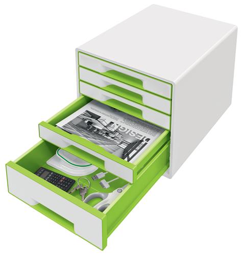 Desk cube WOW m/5-skuffer hvid/grøn