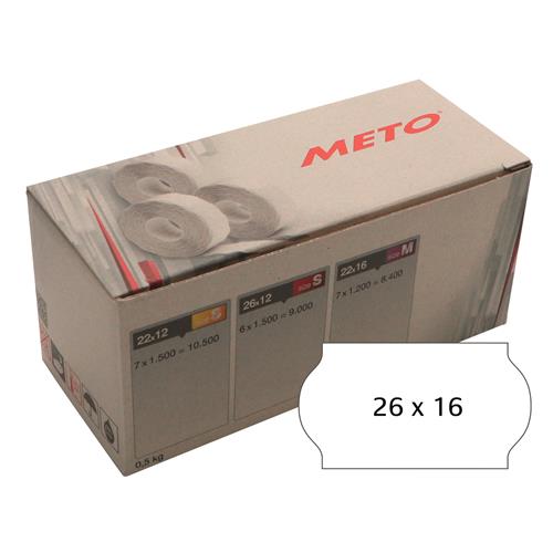 Meto etiket perm 26x16 hvid (6rl/1200)