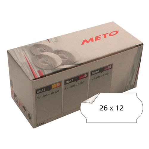 Meto etiket aftag 26x12 hvid (6rl/1500)