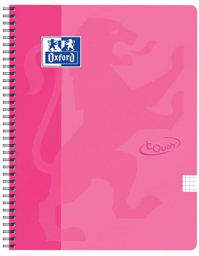 Oxford Touch notesbog A4+ kvadreret 5x5 70 ark 90g pink