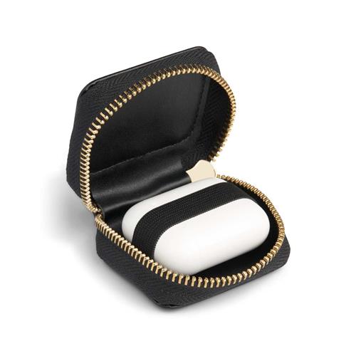 AirPods Bag incl. hook with lock - Black with gold zipper