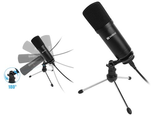 Sandberg Streamer USB Desk Microphone, Black
