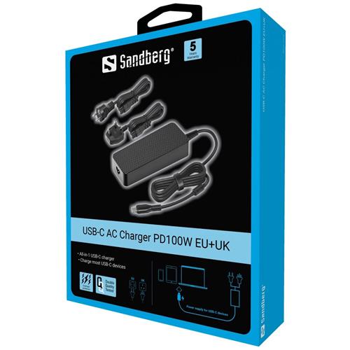 Sandberg USB-C AC Charger PD100W EU+UK