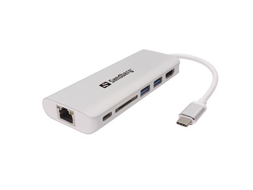 USB-C Dock HDMI+LAN+SD+USB,61W, White