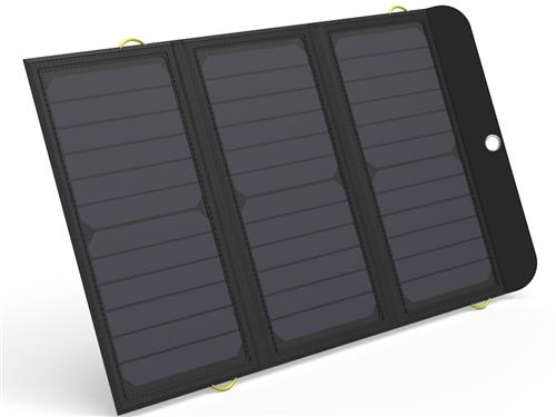 21W Solar Charger 2xUSB+USB-C, Black