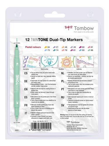 Marker Tombow TwinTone pastel 0,3/0,8 (12)