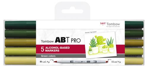 Marker alcohol ABT PRO Dual Brush 5P-5 Green colours (5)