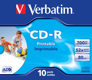 CD-R AZO, 52X, Wide Printable (10)