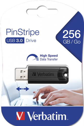 USB 3.0 Pinstripe Drive 256GB, Black