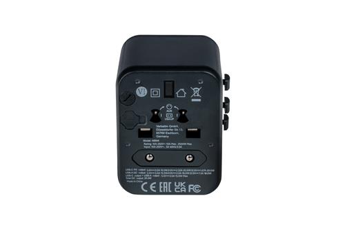 Universal Travel Adapter UTA-02 PD20W/QC / 1xUSB / 1xType-C