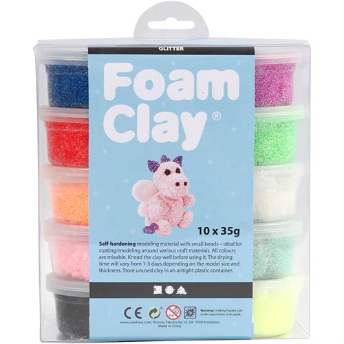 Foam Clay ass. farver glitter 10x35